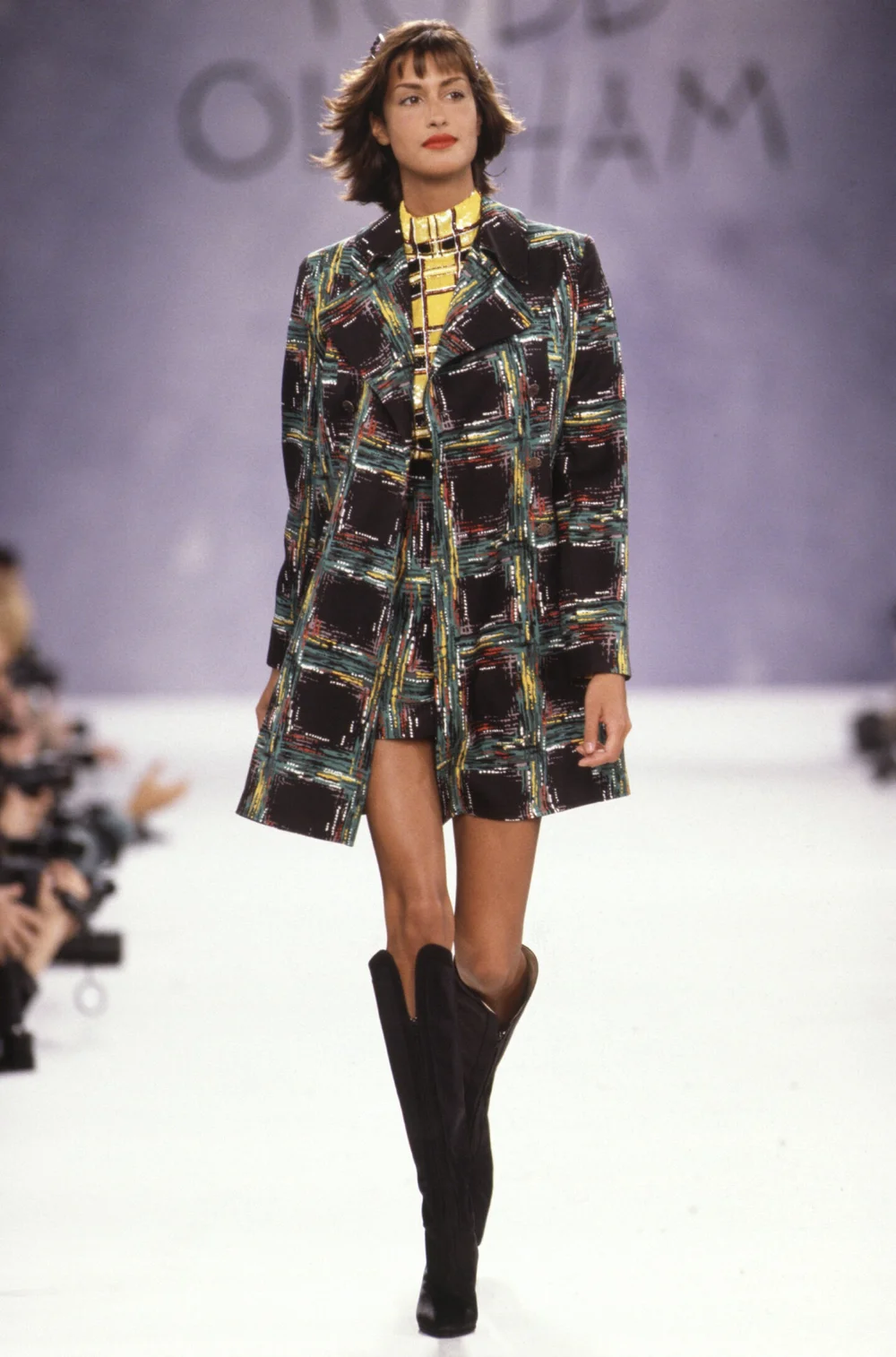 Todd Oldham F/W 1994 yellow plaid sequin top — JAMES VELORIA